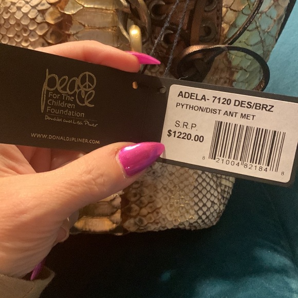 Donald J. Pliner python ADELA metallic leather Hobo couture NWT✨ - Picture 3 of 11